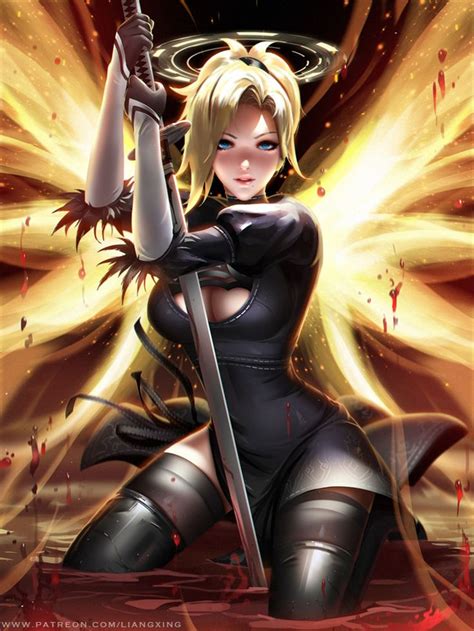 2B Mercy | Liangxing on Patreon | Mercy overwatch, Overwatch fan art ...