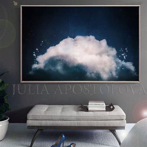 Classic Blue Painting Cloud Wall Art Large Navy Blue Wall Art - Etsy