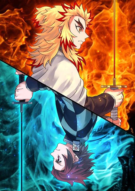 Demon Slayer Tanjiro and Rengoku Poster - The Comic Book Store