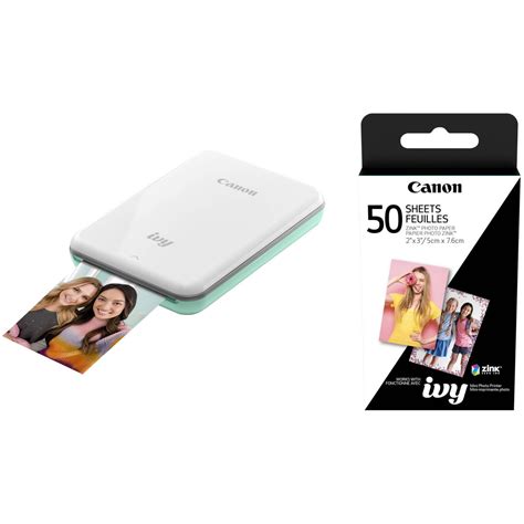 Canon IVY Mini Smartphone Printer (Mint Green) with 2 x 3" ZINK