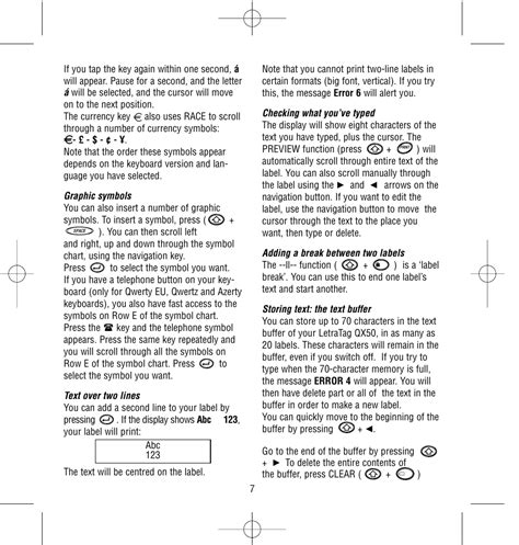 Dymo LetraTag QX50 User Manual | Page 7 / 44 | Original mode