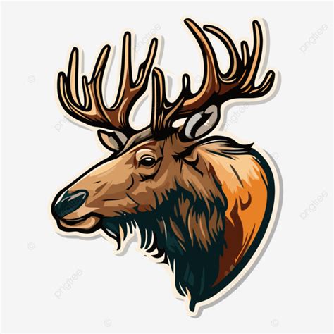 Elk Head Vector Illustration For Logo Clipart, Elk Head, Elk Head Clipart, Cartoon Elk Head PNG ...