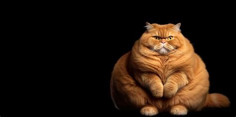 Fat lazy funny Orange tabby cat chubby and furry pet portrait looking ...