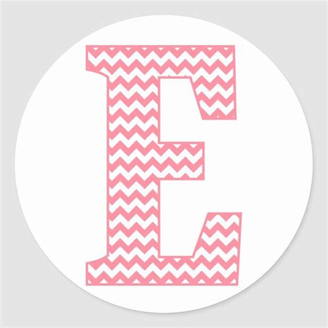 Preppy Classic Pink Chevon Letter E Monogram Classic Round Sticker | Zazzle.com | Round stickers ...