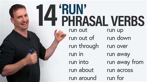 14 Phrasal Verbs with RUN: run off, run out of, run over... - YouTube