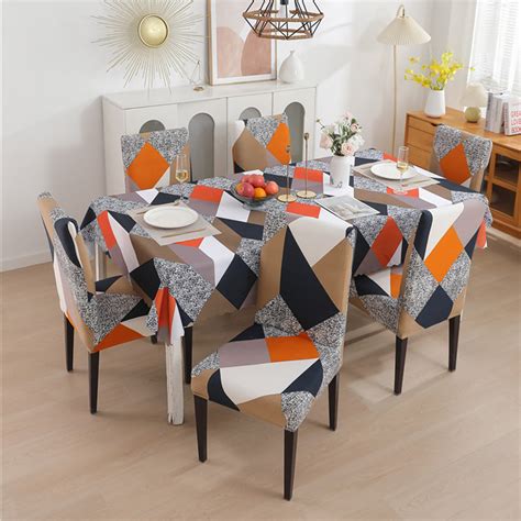 Premium Dining Table & Chair Cover Combo - Prism Orange - Trendize