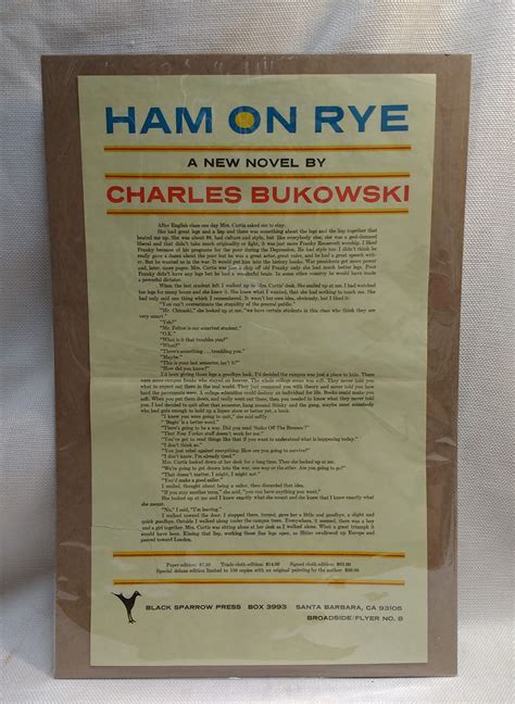 Ham on Rye: A New Novel by Charles Bukowski [Prospectus] by [Bukowski, Charles]; Black Sparrow ...