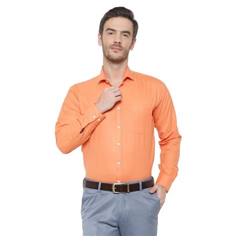 Plain Men Peach Color Poly Cotton Formal Shirt, Full Sleeves at Rs 250 in Bhilwara