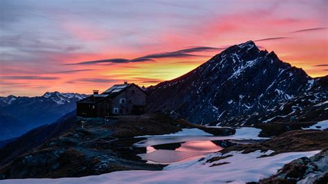 House, mountains and sunset [1920x1080] : r/wallpapers