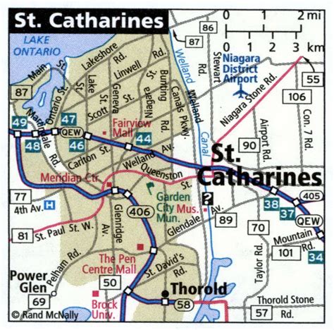 St. Catharines city road map for truck drivers area town toll free highways map - USA