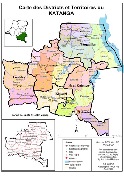 DR Congo: Carte des Districts et Territoires du Katanga - Democratic Republic of the Congo ...