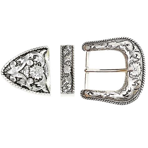 1 1/2" Western Belt Buckle 3 Piece Set Antiqued Silver ⋆ Saddles N Such | SMC