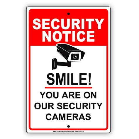 Security Notice Smile You Are On Our Security Camera Notice Aluminum Metal Sign 8"x12" - Walmart ...