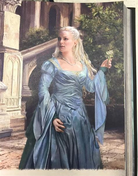 a painting of a woman dressed in blue holding a flower and wearing a tiara