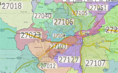 Piedmont Triad Zip Code Map