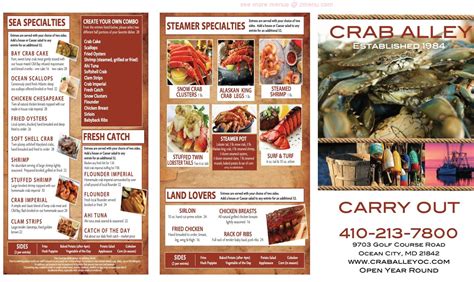 Online Menu of Crab Alley Restaurant, Ocean City, Maryland, 21842 - Zmenu