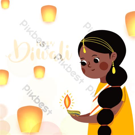 Cartoon Diwali Indian Children Elements PNG Images | PSD Free Download - Pikbest