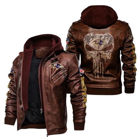 Baltimore Ravens Leather Jacket Skulls Deaths -Jack sport shop