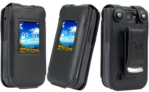 Amazon.com: Case for AT&T Cingular Flex Flip Phone, Nakedcellphone [Black Vegan Leather] Form ...