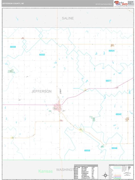 Jefferson County, NE Wall Map Premium Style by MarketMAPS - MapSales.com