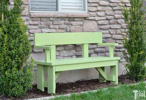 DIY Wood Bench with Back Plans - Her Tool Belt