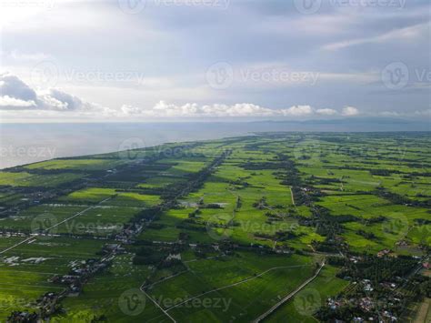 Aerial view over green paddy field 13624144 Stock Photo at Vecteezy