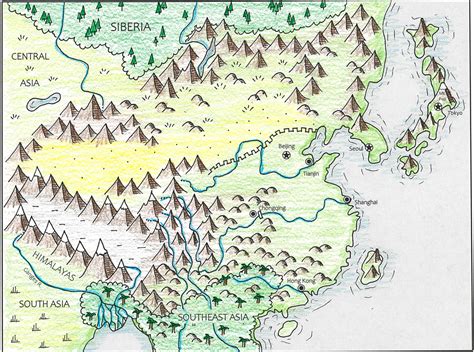 East Asia Landforms Map