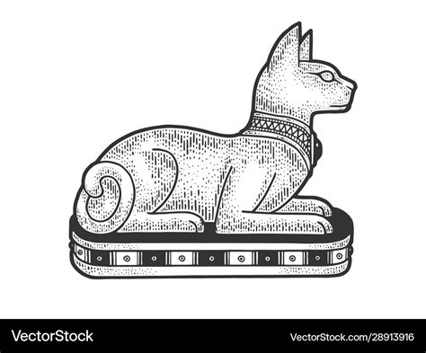 Ancient egyptian cat statue sketch Royalty Free Vector Image