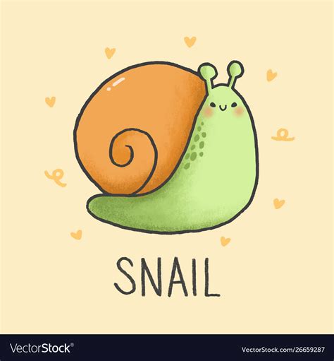 Cute snail cartoon hand drawn style Royalty Free Vector