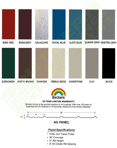 Steel Building Color Chart