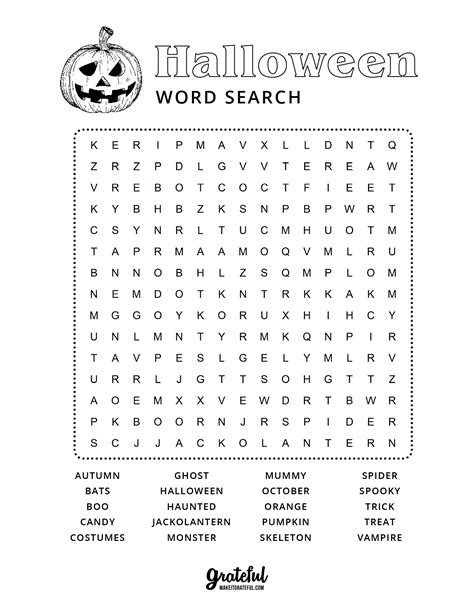 Fun & free printable Halloween word search