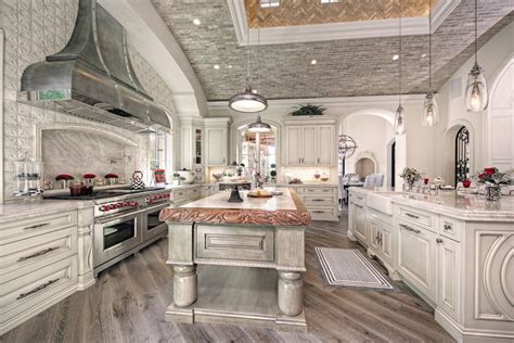 Luxury French Villa custom home kitchen with white wood | Luxury ...