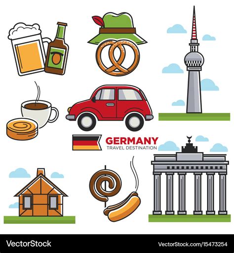 German traditional symbols colorful set Royalty Free Vector