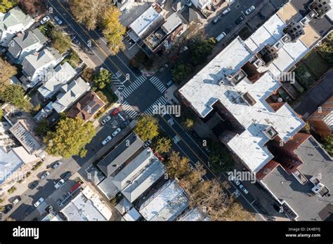 Aerial streetscape view long Ocean Parkway in Brooklyn, New York Stock ...