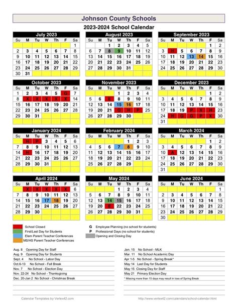 2023-2024 School Calendar | Johnson County Schools