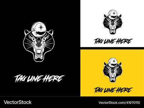 Logo design of head panther black and white Vector Image