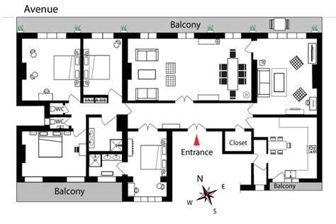 french apartment floor plan - btsgrouplineartdrawingsimple