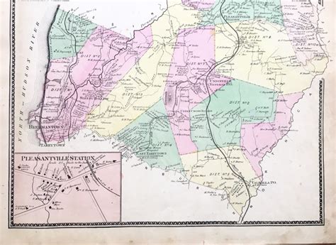 Mt Pleasant New York Antique Map Original 1867 Hand Colored | Etsy