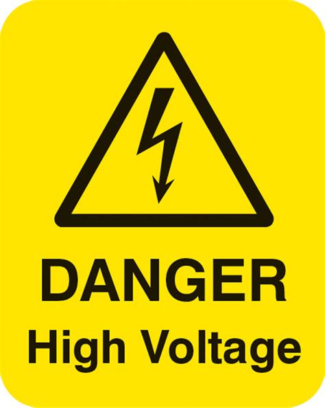 Danger High Voltage Sheet Of 25 Labels 40x50mm (UK) | Warning Safety Signs