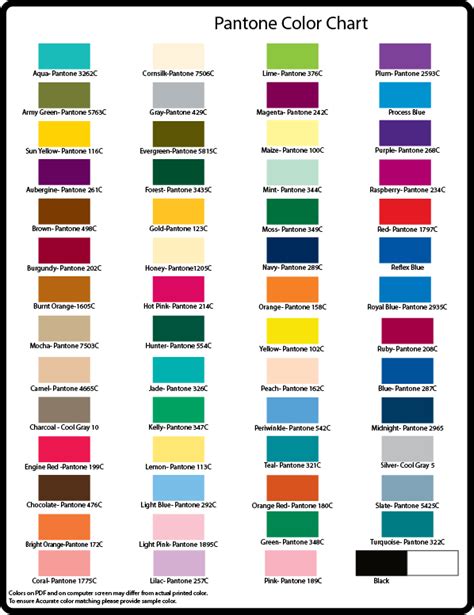 Basic Pantone Color Chart | Atkins Curling Supplies & Promo