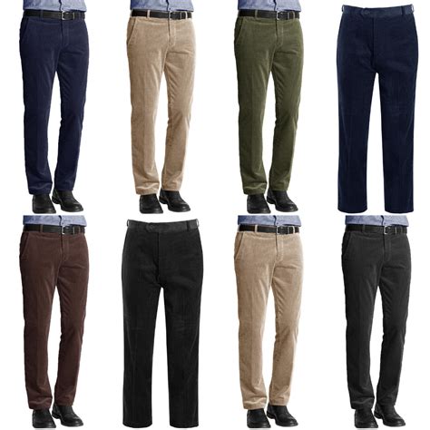 Mens Corduroy Trousers Formal Smart Casual Work Cord Trousers Cotton ...