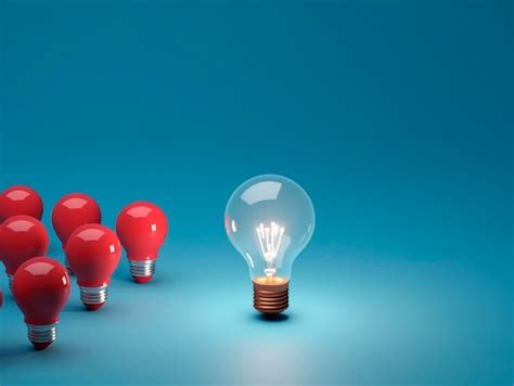 Premium AI Image | Many red light bulbs capturing attention with one distinct huge white glowing ...