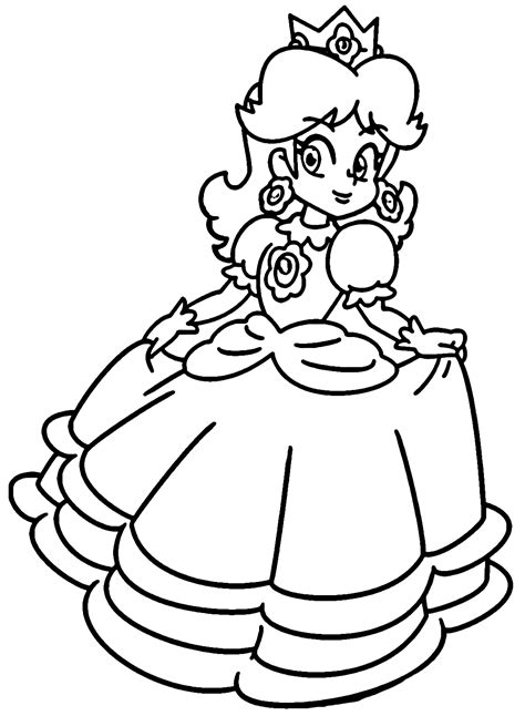 Shy Princess Daisy From Super Mario Bros Coloring Page Free Printable ...