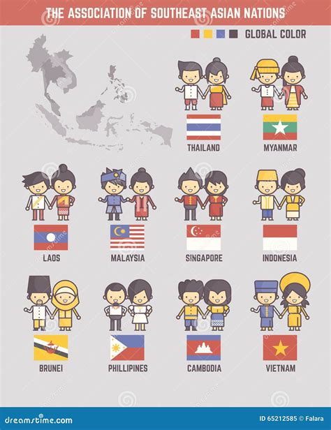 Map Of Association Of Southeast Asian Nations ASEAN. Cartoon Vector ...