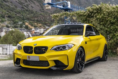 BMW M2 F87. Yellow color * All PYRENEES · France, Spain, Andorra