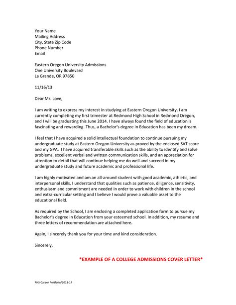 College Admission Application Letter - How to write a College Admission ...