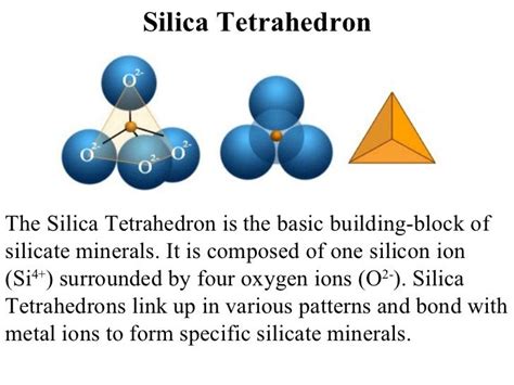 Silica Tetrahedron The Silica Tetrahedron is the basic building-block of silicate minerals. It ...