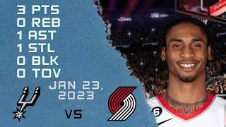 Keon Johnson NBA Player Highlights 23-01-2023 BLAZERS vs SPURS REGULAR SEASON by @NBA Hoops - eDayFm