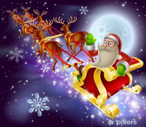 Poster Santa Claus Sleigh Christmas Scene - PIXERS.UK