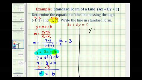 Ex 1: Find the Equation of a Line in Standard Form Given Two Points - YouTube